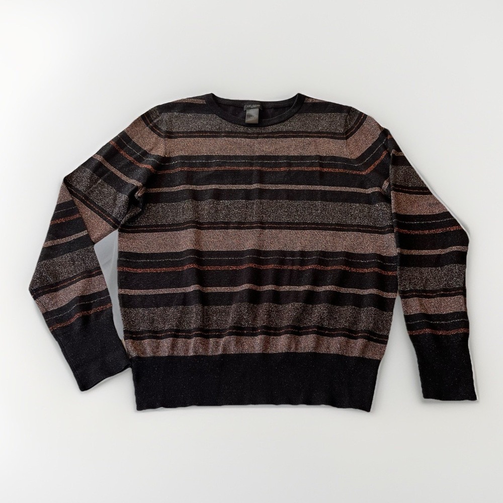 3/$25 Sale! Ann Taylor Women's‎ Sweater Size L Black Gold Metallic Cotton Blend